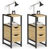 IDMarket - Set di 2 comodini Detroit, 2 cassetti e 1 nicchia, Legno e Metallo Nero, Design Industriale
