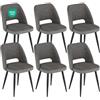 WAFTING Bicolore Patchwork Sedie da Pranzo Set di 6, Grigio Scuro