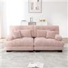 Muskel Divano da soggiorno a 2 posti in ciniglia, Cloud Couch con struttura in legno massello, 2 cuscini lombari e 2 cuscini decorativi, imbottitura morbida, divano confortevole per soggiorno, rosa