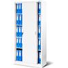 Jan Nowak Armadio per ufficio Archivio con Ante Scorrevoli Metallo 4 Ripiani Verniciatura a Polvere Bloccabile 185 cm x 90 cm x 40 cm (Bianco)