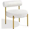 Soberine Sedia da Pranzo Imbottita in Tessuto Bouclé Sedia Moderna con Schienale Braccioli per Soggiorno Struttura in Metallo Poltrona da Salotto Shabby Chic 63 × 58 × 65 cm (1, Bianco)