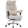 Efomao Sedia da Ufficio Ergonomica in Tessuto, Poltrona Scrivania Reclinabile con Poggiapiedi Estraibile, Schienale Alto, Supporto Lombare, Sedia Girevole per PC, Smart Working e Gaming (Beige)