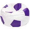 Ecopuf Pouf Calcio M - Pouf calcio in similpelle - Ideale per tifosi - soggiorno - bambini - Poltrona da gioco - 65x45cm, Viola E7