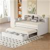 YESGIGA Divano letto 90 x 200 cm, letto estraibile 90 x 190 cm, con due cassetti, grande vano portaoggetti e cestino, presa USB, letto singolo in legno