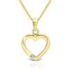 Planetys - Collana con Pendente Cuore da Donna in Oro Giallo 9K (375/1000) con Diamante - Lunghezza 42-45 cm