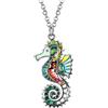 DALANE Smalto Lega Novità Collana Ippocampo Ciondolo Cavalluccio Marino Oceano Gioielli Regali per Donne Ragazze Charms (Verde)