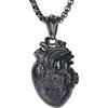 GTHIC Ciondolo a Cuore Aperto Anatomico 3D Punk in Acciaio Inossidabile per Uomo Donna Collana di Anatomia Umana di Piccole Dimensioni in Argento, Nero, Oro con Catena