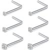 FECTAS 18G Piercing Naso Anello Acciaio Inossidabile Donna Uomo Nose Stud Ring L Forma Piercing Naso 1,5mm 2mm 2,5mm Diamond CZ Nostril Argento