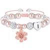 Turandoss Regalo per ragazze e bambine, braccialetto con fiori, perle rosa e strass, sfere a forma di cuore e lettere dalla A alla Z, regalo di compleanno per ragazze, figlie, nipote