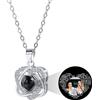 MeMeDIY Collana Personalizzata Ti Amo Collana 100 Lingue con Proiezione Interna Personalizzata Ciondolo Immagine Gioielli in Argento Sterling Regali per Donne (Argento, Immagine a Colori)