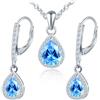 MICMIF Set Gioielli Zirconia a Goccia in Argento 925 per Donna, Orecchini Pendenti Lacrime e Collana Ciondolo Pietre zaffiro cristallo ametista rosa acquamarina rubino smeraldo