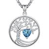 Eusense Ciondolo Albero della Vita con Cuore e Acquamarina Collana Albero Della Vita Ciondolo Cristallo Cuore Gioiello per Donna, Regalo per Compleanno o San Valentino