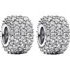 Doyafer 925 argento sterling charms Silver 5A zircone Silicone Spacer Beads Set per braccialetti da donna charms 2 per confezione