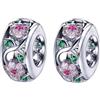 Doyafer 925 Sterling Silver Charms Silver Flower Zircon Silicone Spacer Beads Set per Bracciali Charms Donna 2 Per Pacchetto