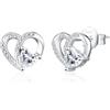 GW Orecchini Donna Zirconia Argento 925 Earrings for Women Cuore Orecchini Diamante Regalo Donna Compleanno Oro Rosa Argenteo
