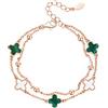 FFWTPY Bracciale a quadrifoglio Donna Argento 925 Braccialetto Malachite Onice Nero Bracciali Catena in Acciaio Inox per Ragazze Regalo Natale Compleanno Festa Della Mamma (Oro verde)
