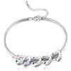 Lam Hub Fong Cavigliera Personalizzata da Donna con Nome Inciso Pietra Natale, Ciondolo di cuore e Catena Regolabile per Mamma, Nonna, Amiche Regalo Personalizzato