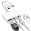 APKLVSR 3 in 1 light-ning + USB C a jack adattatore USB C a lightning con audio AUX da 3,5 mm, porta di ricarica e USB OTG per iPhone, Samsung Galaxy, iPad, laptop