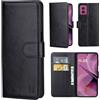 32ndShop 32nd Custodia a Portafoglio in Pelle PU per Motorola Moto G55, Case con Slot per Sched di Blocco RFID, Chiusura Magnetica e Supporto Integrato - Nero
