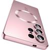 Nekiyo Tech Custodia in Silicone Magnetico per S25 Ultra con Protettore Fotocamera Incorporato, Design Antishock Sottile e Finitura Metallizzata - Rosa