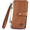 Rnrieyta Miagon Cerniera Portafoglio Custodia per iPhone 14 PRO Max,Magnetica Cuore Cover Protettiva Libro con 7 Porta Carte Flip Caso con Cinturino da Polso