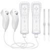 WKOLF Set di 2 telecomandi di ricambio per console Nintendo Wii/Wii U con Motion Plus, 2 pezzi (telecomandi + joystick analogici + custodia in silicone + cinturino da polso)