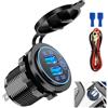 Knocery QC3.0 Presa USB per Auto Doppio USB con Interruttore Touch[12/24V 36W]2 Porte Quick Charge Caricabatteria Impermeabile LED Indicazione, Presa Accendisigari, per adatto, auto barca Moto