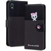 Rnrieyta Miagon per Samsung Galaxy A10 Cover,Custodia Cartone Cane Gatto Carino Portafoglio a Libro in PU Pelle Giuntato Flip Cover con Porta Carte Chiusura Magnetica Case,Grigio
