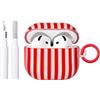 Reownest Custodia per AirPods Pro/Pro 2 con kit di pulizia, design estetico in morbido TPU a righe, per ragazze e donne, antiurto, per AirPods Pro, rosso trasparente