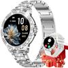 LIGE SMART Smartwatch Donna con Diamanti, 1,32 HD Display Rotondo, Chiamate Bluetooth, Frequenza Cardiaca/Sonno, 500+ Quadranti, 110+ Modalità Sportive, IP68, Orologio Fitness per Android e iOS, Argento