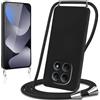 Knrlqim Cover per Xiaomi Redmi Note 15 Pro+ / Note 15 Pro Plus 5G con Cordino Custodia con Laccio Collana Tracolla Collo Corda Regolabile Liquido Silicone Antiurto AntiGraffio Protettiva Case,Nero