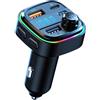 Knocery Trasmettitore FM Bluetooth per auto, adattatore Bluetooth per auto, radio, lettore musicale, MP3, ricarica rapida USB e tipo C QC3.0, vivavoce, multicolore