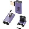 ELUTENG Adattatore USB C a 90°, confezione da 3, PD 240 W USBC maschio a tipo C femmina, 40 Gbps, convertitore di estensione Thunderbolt 3, supporta 8K a 60Hz Vedio per laptop, telefono, switch