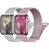 LEIXIUER 2 Pezzi Cinturini Maglia Milanese per Apple Watch 49mm 45mm 44mm 42mm 41mm 40mm 38mm,Magnetic Cinturino in Acciaio Inossidabile, per iWatch Ultra 2 Ultra Series 9 8 7 6 5 4 3(Argento/Rose pink)