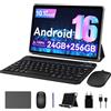 VekfulPC Android 16 Tablet con Tastiera - 24 GB RAM+ 256 GB ROM(2 TB TF), Octa-Core, Gemini AI, Tablet 10 Pollici, Widevine L1, 5000 mAh, 8 MP+5 MP, Face ID, 3.5 mm Jack Port (5 Anni Garanzia)