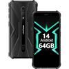 Ulefone Armor X12 Pro Rugged Smartphone, 8GB RAM + 64GB ROM Android 14 Telefono Indistruttibile, 13MP Fotocamera con 5.45 Schermo Cellulare Antiurto, 4860mAh Batteria, 4G Dual SIM/NFC/GPS/IP69K-Nero