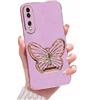 Rnrieyta Miagon Farfalla Cavalletto Custodia per Realme C67,Elettrolitico Cover Morbida Sottile Silicone Protettiva Case con Carino Stand Supporto