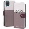 Rnrieyta Miagon per Samsung Galaxy A22 5G Cover,Custodia Cartone Cane Gatto Carino Portafoglio a Libro in PU Pelle Giuntato Flip Cover con Porta Carte Chiusura Magnetica Case,Viola