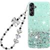 Rnrieyta Miagon Brillantini Cover per Samsung Galaxy A34 5G,Bling Glitter Stelle Custodia Case Paraurti Trasparente con Perla Cuore Farfalla Anti-Smarrimento Cordino Fascino