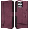 Bravoday Cover per Honor X8 4G / Honor X30i / Honor Play 6T PRO, Flip Custodia in Pelle PU con Slot per Schede, Portafoglio Custodia per Honor X8 4G / Honor X30i / Honor Play 6T PRO, Vino Rosso