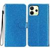 Rnrieyta Miagon Paillettes Custodia per Xiaomi Redmi Note 14 4G,Glitter Flip PU Custodia Portafoglio con Chiusura Magnetica Supporto e Slot per Schede Case Cover,Blu