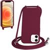 WenBaby Cover Compatible con iPhone 12 Mini,Cellulare Girocollo Custodia con Cordino TPU Corda Silicone Case Bumper per iPhone 12 Mini Custodia, Rosso
