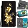 Rnrieyta Miagon Custodia Cover Case per Honor X8A 4G,Carino Modello Pelle Portafoglio Libro Cuoio Flip Case con Porta Carte Magnetica Supporto,Oro Farfalla Fiore