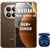 XIAOMI REDMI Note 15 Pro+ 5G- Smartphone 8+256GB,Display AMOLED 1.5K da 6,83,Snapdragon 7s Gen 4,fotocamera da 200MP,Marrone,caricabatterie non incluso,incluso cuffie smart incluse blu