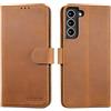 Lensun Cover per Samsung Galaxy S22 Plus/S22 + 5G, Custodia Vera Pelle [RFID Blocking] Libro Portafoglio Chiusura Magnetico Flip Custodie Cuoio per Samsung S22+ 5G-Marrone retrò