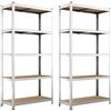 BAKAJI 2x Scaffale Metallo Zincato 5 Ripiani MDF Scaffalatura Carichi Pesanti 180x90x40
