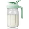 TLINGMEIXIAN Bricco per latte materno da 940 ml, 1 barattolo di vetro con coperchio a scatto e beccuccio per versare, 100% ermetico a tenuta stagna, per tè freddo, succo di frutta, caffè ghiacciato
