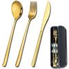 YUDANSI Set di posate da campeggio in acciaio inossidabile, 3 pezzi coltello forchetta cucchiaio per viaggi picnic ufficio scuola, portapranzo portatile in acciaio inox set di posate da