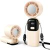 Lerkely Ventilatore portatile turbo con 199 livelli, forte flusso d'aria da 13 m/s, batteria ricaricabile, gadget da viaggio 3 in 1, ventilatore a mano, collo e da tavolo, per estate, ufficio (beige)