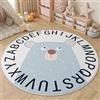 AIMECO Tappeto per bambini, rotondo, 100 cm, motivo blu orso, morbido, con rivestimento antiscivolo, per cameretta dei bambini, soggiorno e camera da letto, facile da pulire e sottile